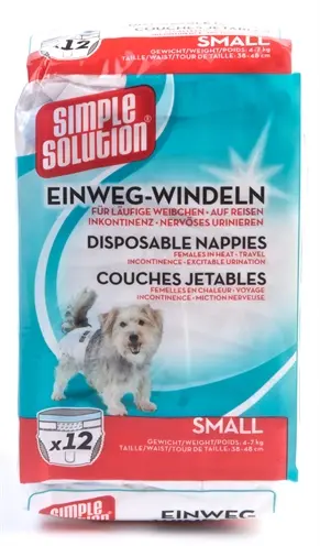 Simple Solution wegwerp hondenluier voor teefjes S 38-48 cm – 12 stuks