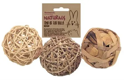 Rosewood speelballen 8 cm – set van 3 voor knaagdieren