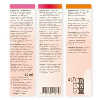 Beaphar oorreiniger met MSM 50 ml – met druppelpipet