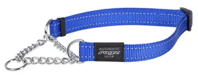 Rogz for Dogs Fanbelt halfslip halsband blauw 20 mm – maat L, 37-56 cm