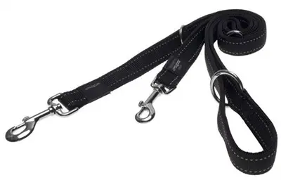 Rogz for Dogs Lumberjack looplijn zwart 25 mm – multipurpose, reflecterend
