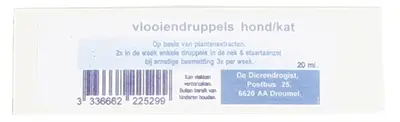 Dierendrogist vlooiendruppels hond en kat 20 ml – op plantenbasis