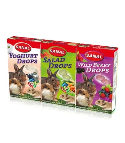 Sanal knaagdierdrops 3 x 45 g – yoghurt, groenten en bosvruchten