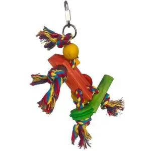 Happy Pet papegaaienspeelgoed Fiesta 31 x 12 x 10 cm – touw en hout - Afbeelding 1
