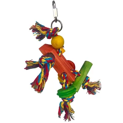 Happy Pet papegaaienspeelgoed Fiesta 31 x 12 x 10 cm – touw en hout