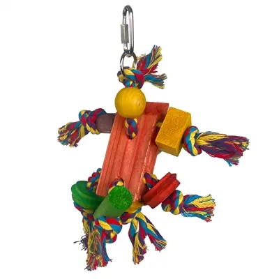 Happy Pet papegaaienspeelgoed Fiesta 31 x 12 x 10 cm – touw en hout