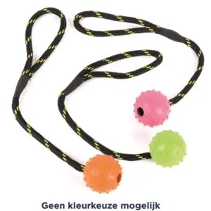 Happy Pet Tough Toys rubber bal aan touw 22 x 6 x 6 cm – noppenstructuur - Afbeelding 1
