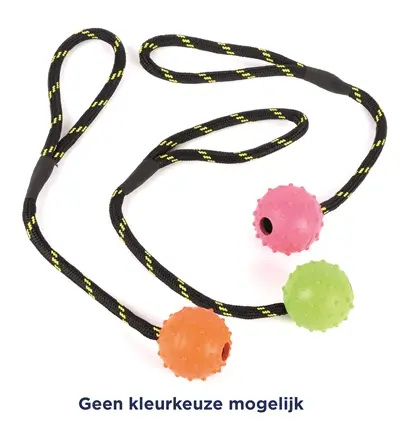 Happy Pet Tough Toys rubber bal aan touw 22 x 6 x 6 cm – noppenstructuur