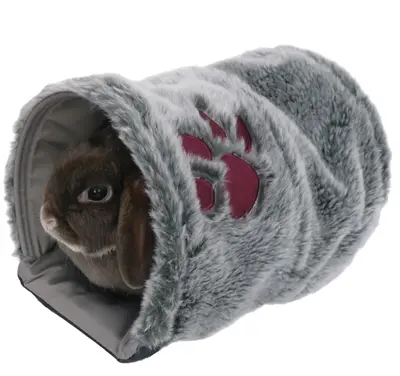 Rosewood Snuggles pluche tunnel voor knaagdieren grijs 28 x 20 cm