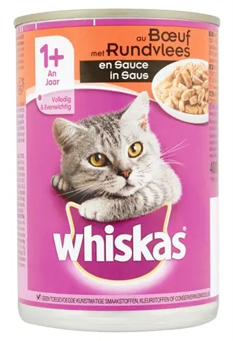 Whiskas blik Adult rund in saus 12 x 400 g – kattenvoer - Afbeelding 4