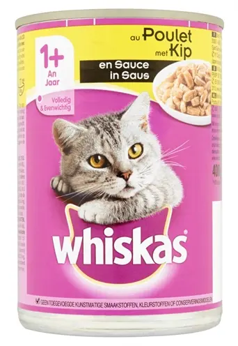 Whiskas blik Adult brokjes in saus met kip 12 x 400 g – kattenvoer - Afbeelding 4