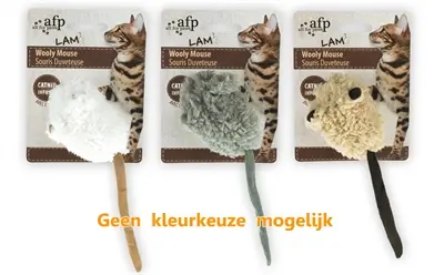 AFP Wooly Mouse kattenspeelgoed met piep en catnip 7 x 7 x 3 cm
