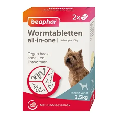 Beaphar wormtablet All-in-One hond 2,5-20 kg – 2 tabletten