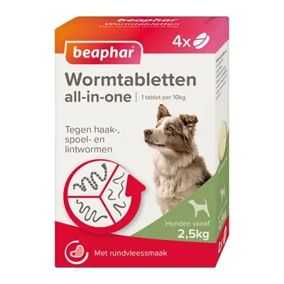 Beaphar wormtablet All-in-One hond 2,5-40 kg – 4 tabletten