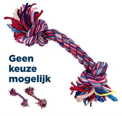 Happy Pet Twist-Tee 2 knoop tugger L 37 cm – zonder touw, van stof