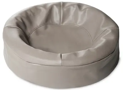 Bia Bed kunstleer hoes voor ronde hondenmand taupe 50 x 50 x 12 cm