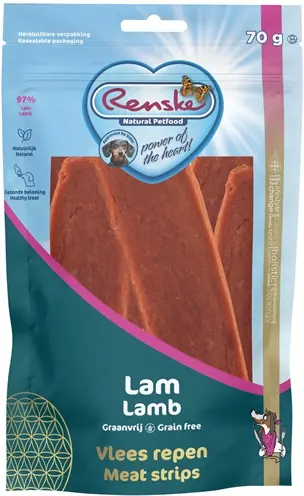 Renske Gezonde Beloning Vleesstrip Lam 70gr Graanvrij 70gr