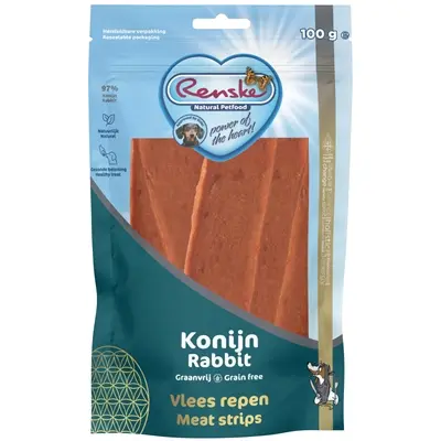Renske gezonde beloning vleesstrip konijn 100 g – graanvrij
