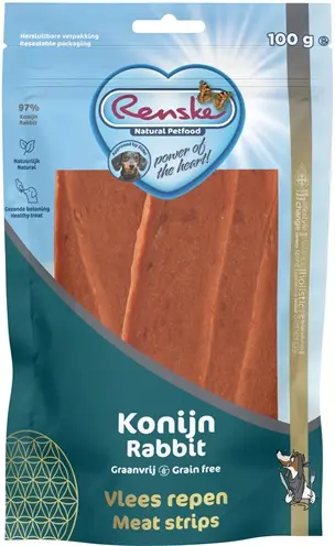 Renske gezonde beloning vleesstrip konijn 100 g – graanvrij - Afbeelding 4