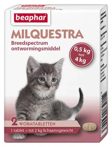Beaphar Milquestra kleine kat en kitten ontwormingsmiddel 2 tabletten