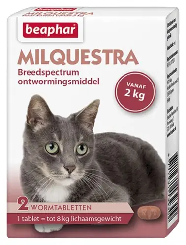 Beaphar Milquestra kat ontwormingsmiddel 2 tabletten – vanaf 2 kg