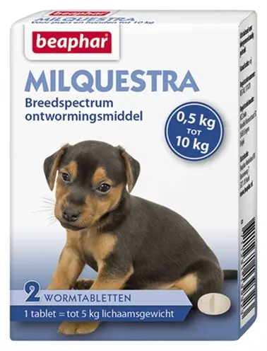Beaphar Milquestra ontwormingstabletten kleine hond/pup tot 10 kg – 2 stuks