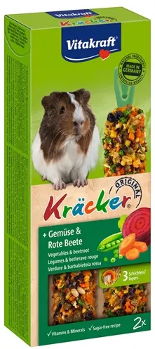Vitakraft cavia kracker groente 2 in 1 – op houten stokje