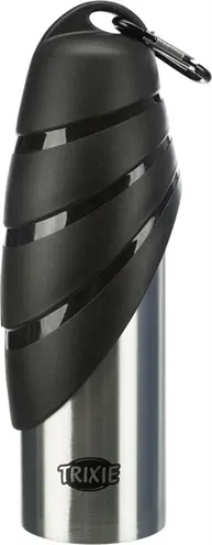 Trixie drinkfles RVS met drinkbakje 750 ml – met karabijnhaak