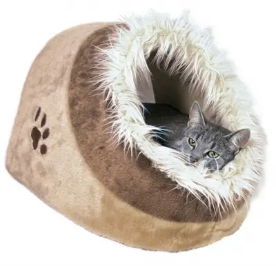 Trixie kattenmand iglo Minou beige/bruin 41 x 35 x 26 cm – wendbaar kussen - Afbeelding 4