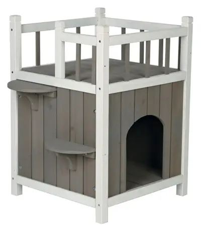 Trixie kattenhuis Cat's Home met balkon grijs/wit 45 x 65 x 45 cm