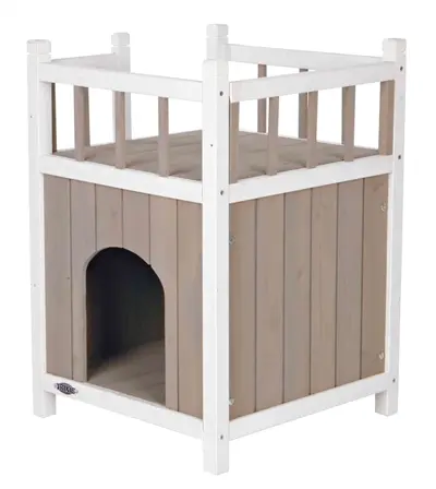 Trixie kattenhuis Cat's Home met balkon grijs/wit 45 x 65 x 45 cm - Afbeelding 2