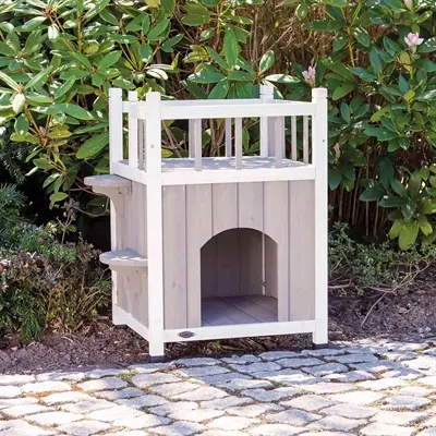 Trixie kattenhuis Cat's Home met balkon grijs/wit 45 x 65 x 45 cm - Afbeelding 3