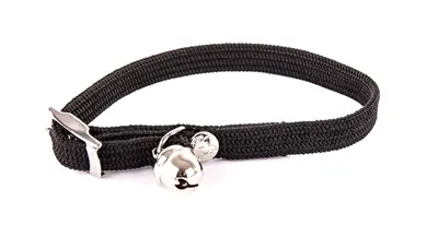 Martin kattenhalsband elastisch nylon zwart 30 x 1 cm – met belletje