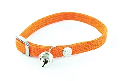 Martin kattenhalsband elastisch nylon oranje 30 x 1 cm – met belletje