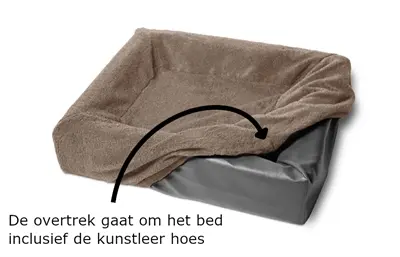 Bia Bed fleece hoes hondenmand taupe 70 x 60 x 15 cm – maat 3 - Afbeelding 4