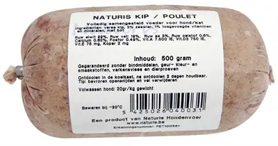 Naturis kip hondenvoer 500 g – diepgevroren