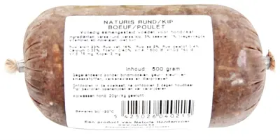 Naturis rund en kip hondenvoer 500 g – diepgevroren