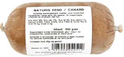 Naturis eend hondenvoer 500 g – diepgevroren