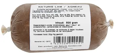 Naturis lam hondenvoer 500 g – diepgevroren