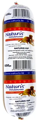 Naturis hondenvoer houdbaar kip 650 g – gestoomd vers vlees met zeewier