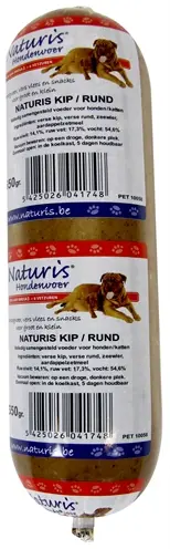 Naturis hondenvoer houdbaar kip en rund 650 g – gestoomd vlees met zeewier