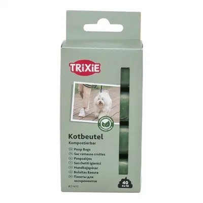 Trixie poepzakjes composteerbaar bosgroen 4 x 10 stuks