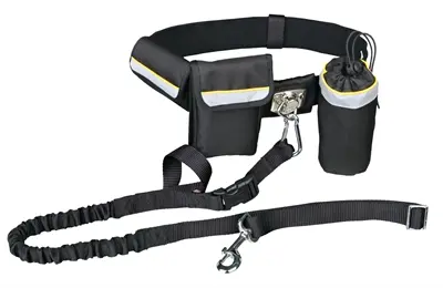 Trixie heupriem met jogginglijn zwart – reflecterend, tailleband 60-120 cm