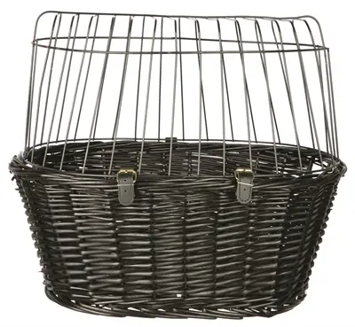 Trixie wilgen fietsmand voorop zwart 50 x 41 x 35 cm – met kussen en kap
