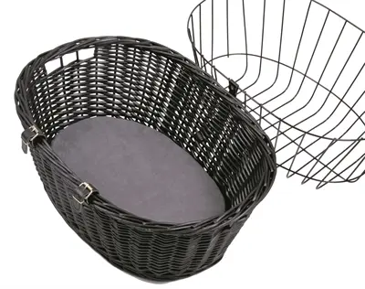 Trixie wilgen fietsmand voorop zwart 50 x 41 x 35 cm – met kussen en kap - Afbeelding 5
