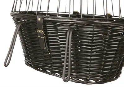 Trixie wilgen fietsmand voorop zwart 50 x 41 x 35 cm – met kussen en kap - Afbeelding 6