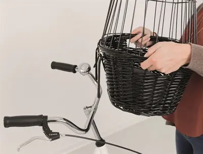 Trixie wilgen fietsmand voorop zwart 50 x 41 x 35 cm – met kussen en kap - Afbeelding 7