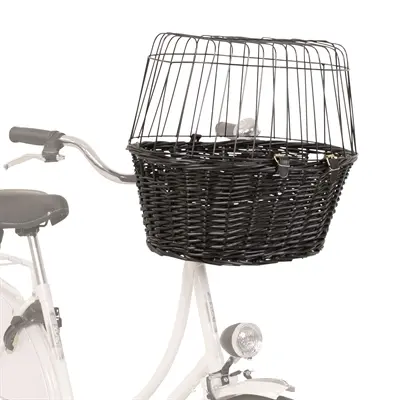 Trixie wilgen fietsmand voorop zwart 50 x 41 x 35 cm – met kussen en kap - Afbeelding 9