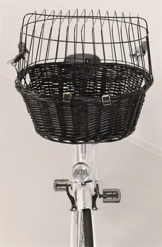 Trixie wilgen fietsmand voorop zwart 50 x 41 x 35 cm – met kussen en kap - Afbeelding 10