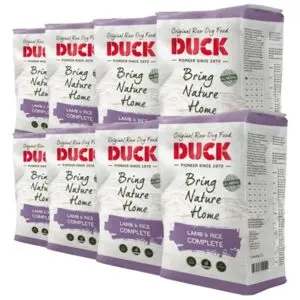 Duck lam en rijst compleet hondenvoer 8 x 1 kg – vers vlees - Afbeelding 1